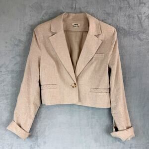 Jason Wu Womans Med Cropped Blazer Beige Linen Detailing on Sleeves